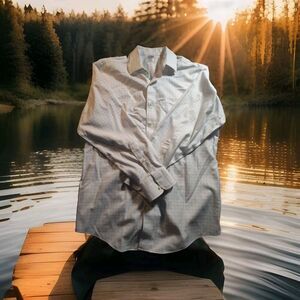 Brooks Brothers Regent Shirt Men's 16 - 34 Cotton Spread White Window Pane 1055‎